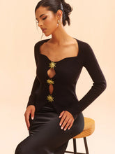 Metal Detail Cut-Out Knit Top